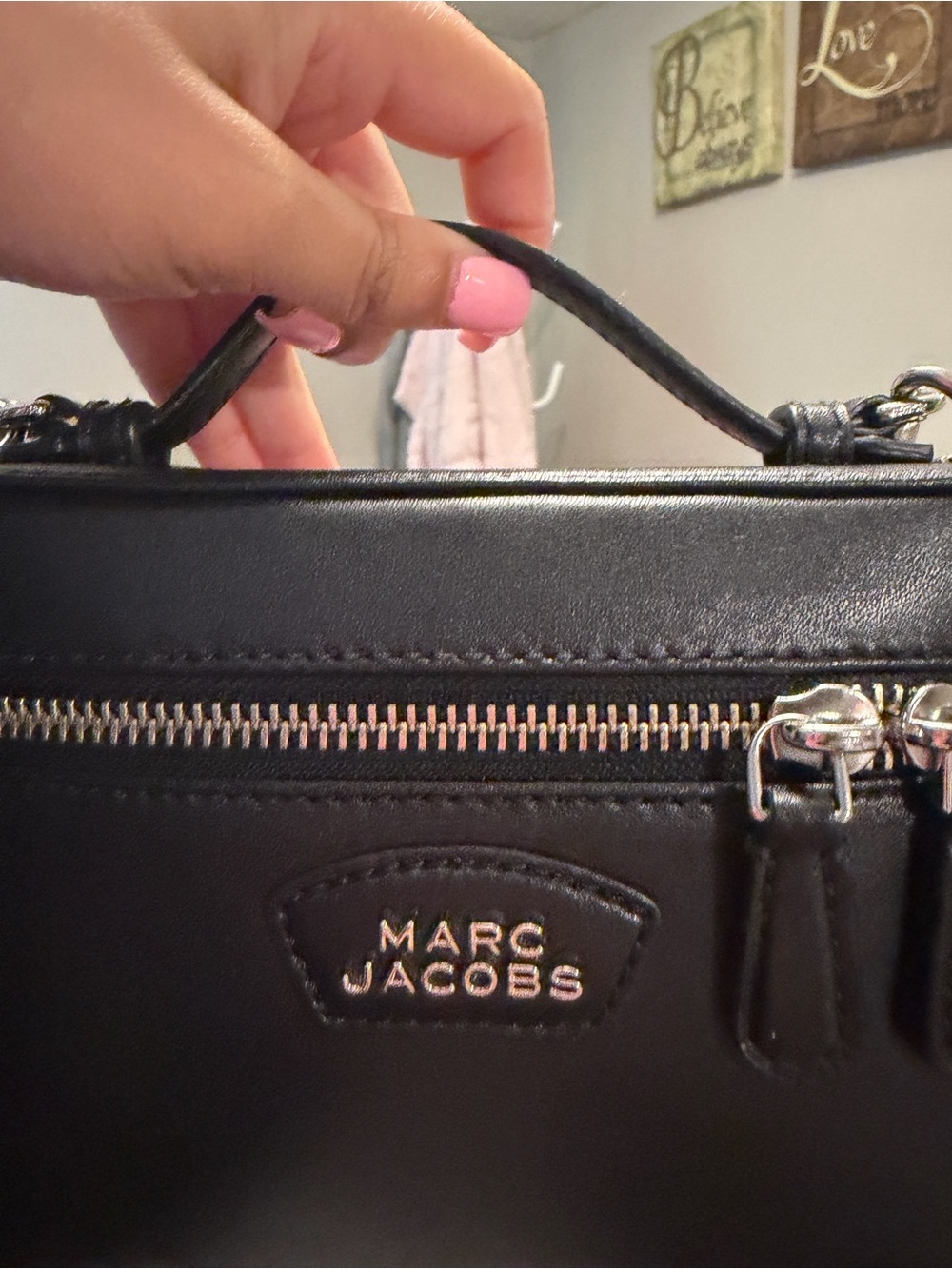 Marc Jacobs Black Leather Crossbody Bag with Silver Hardware
